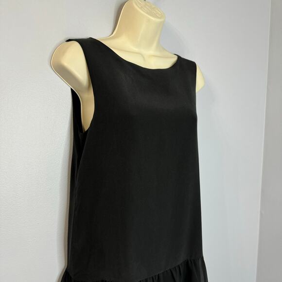 Anine Bing Silk Shift Mini Dress Ruffle Hem Romantic Casual Wardrobe Staple XS - Picture 4 of 13